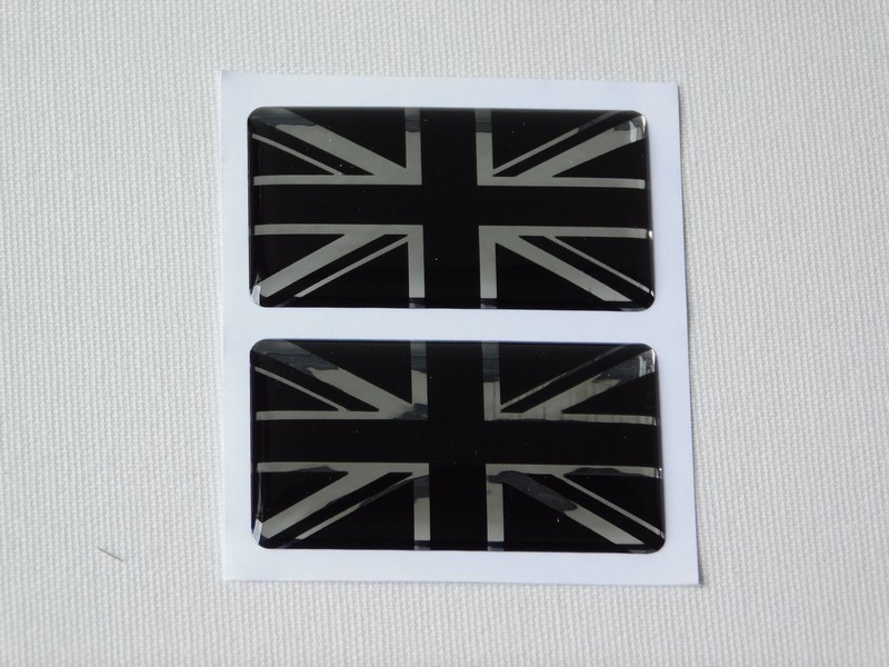 Vinyl Stick on Flag Badges. (Select from Black and Silver / Green and Gold / Traditional / Scottish / Welsh 2 per pack)