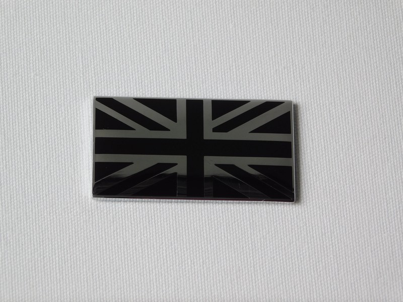 Enamel Stick On Union Jack Flag Badge (Silver Stripes on Black)